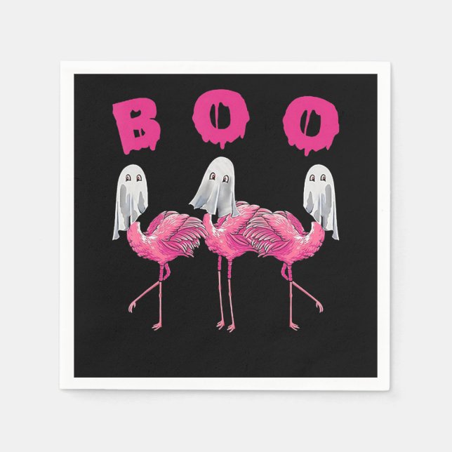 Flamingo | Ghost Flamingo Boo Halloween Costume Napkin (Front)