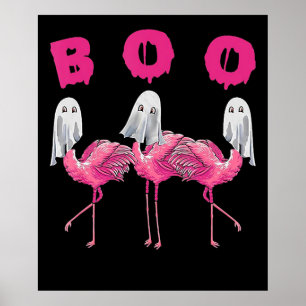 Flamingo   Ghost Flamingo Boo Halloween Costume Poster