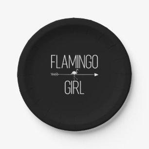 Flamingo Girl Gift For Women Bird Animal Wading Paper Plate