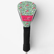 Flamingo Girly Pink Tropical Monogram