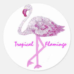Flamingo Glory Classic Round Sticker