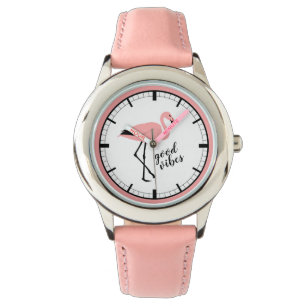Flamingo Good Vibes Pink Black Cute Watch