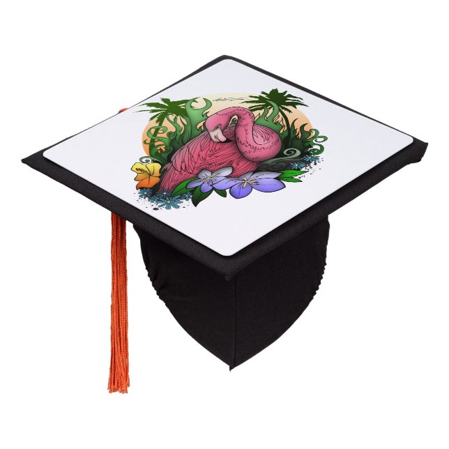 Flamingo Graduation Cap Topper (Angled)