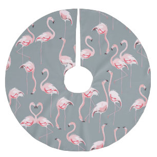 Flamingo Grey: Vintage Seamless Pattern. Brushed Polyester Tree Skirt
