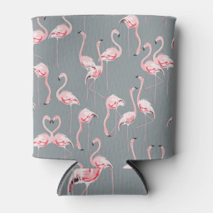 Flamingo Grey: Vintage Seamless Pattern. Can Cooler