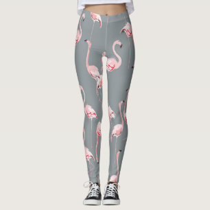 Flamingo Grey: Vintage Seamless Pattern. Leggings