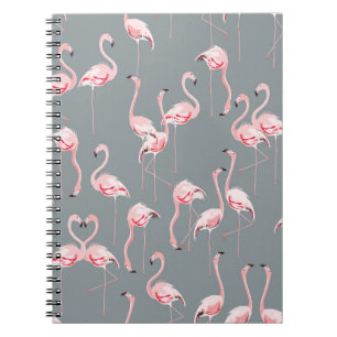 Flamingo Grey: Vintage Seamless Pattern. Notebook