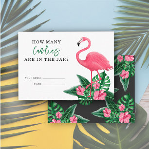 Flamingo - guess how many candies are in the jar enclosure card