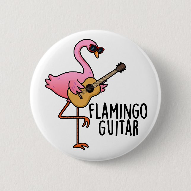 Flamingo Guitar Funny Music Pun  2 Inch Round Button (Front)