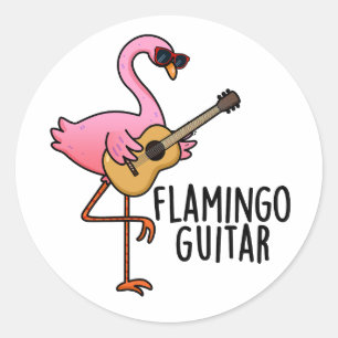 Flamingo Guitar Funny Music Pun  Classic Round Sticker