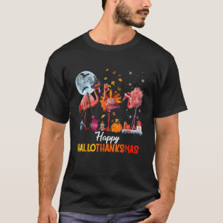 Flamingo Halloween And Merry Christmas Happy Hallo T-Shirt