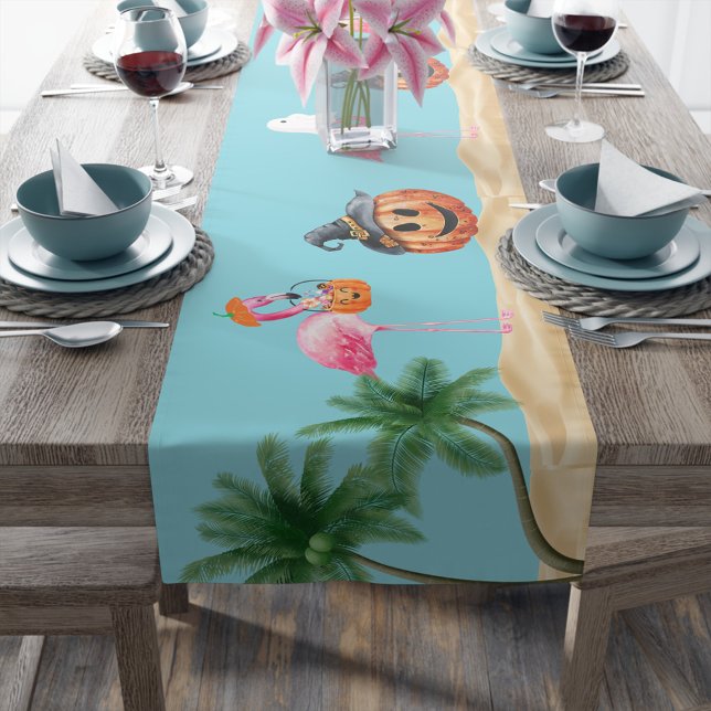 Flamingo Halloween coastal decoration Medium Table Runner (Creator Uploaded)