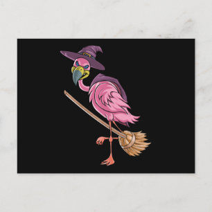 Flamingo Halloween Flamingo Witch Scary Party Holiday Postcard