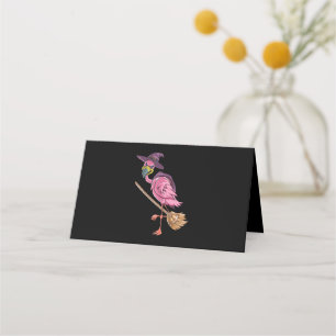 Flamingo   Halloween Flamingo Witch Scary Party Place Card