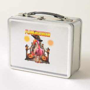 Flamingo Halloween Metal Lunch Box