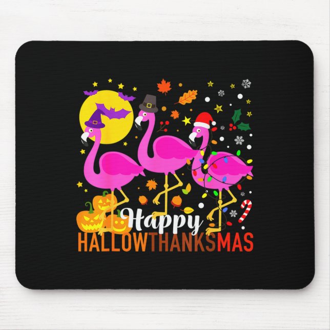 Flamingo Halloween Thanksgiving Christmas Hallowth Mouse Pad (Front)