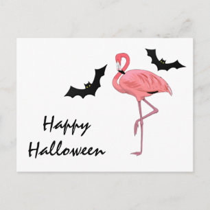 Flamingo Halloween Vampire Bats Postcard