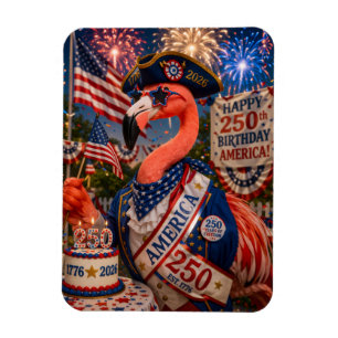 Flamingo Happy 250th Birthday America July 4t Magnet