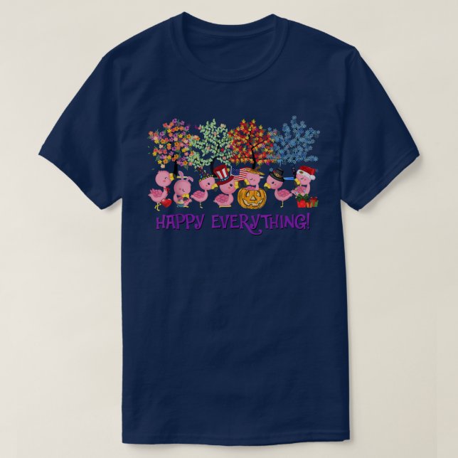 Flamingo Happy everything for Thanksgiving Christm T-Shirt (Design Front)