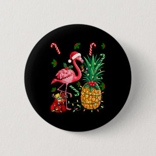 Flamingo Hawaiian Ne Christmas Lights Xmas 2 Inch Round Button