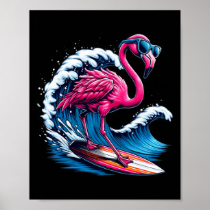 Flamingo Hawaiian Surfing Beach Summer Wave  Poster