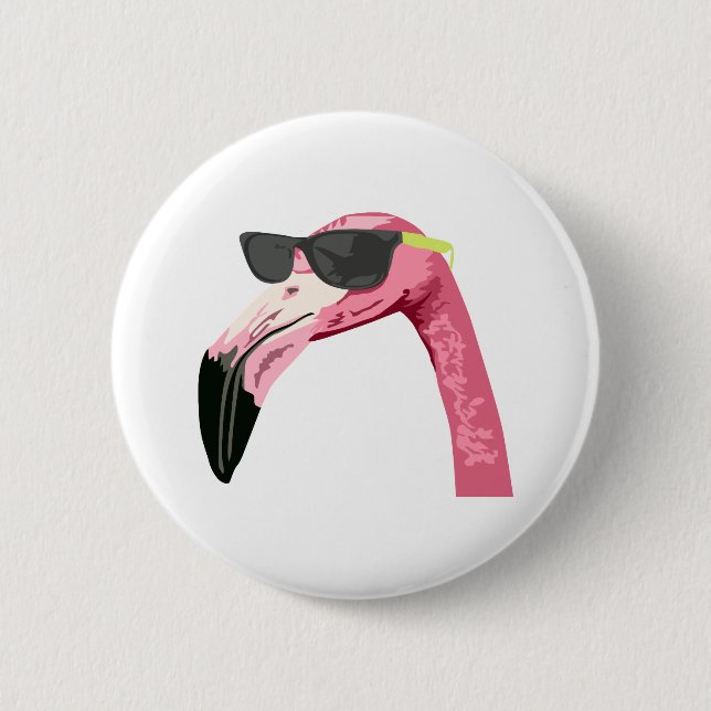 FLAMINGO HEAD 2 INCH ROUND BUTTON (Front)