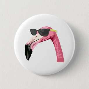 FLAMINGO HEAD 2 INCH ROUND BUTTON
