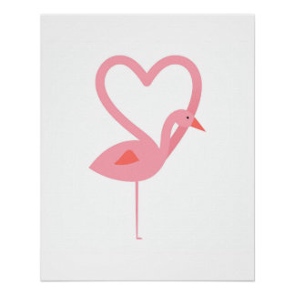 Flamingo Heart Neck Minimal Poster