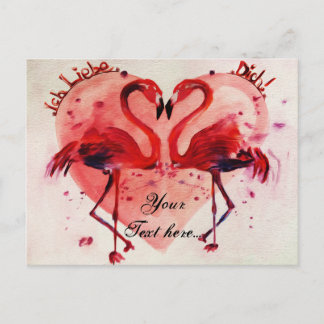 Flamingo/Heart - Postkarte/postcard Vorlage Postcard