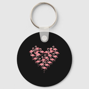 Flamingo Heart Valentines Day Romantic Pink Bird L Keychain