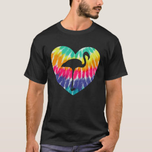 Flamingo Heart With Tie dye Print For Flamingo T-Shirt