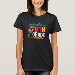 Flamingo Hello 5th Grade Back To School Teacher St T-Shirt