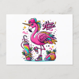 Flamingo hiphop postcard