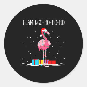 Flamingo Ho Ho Ho Nk Christmas Tree Lights Chain X Classic Round Sticker