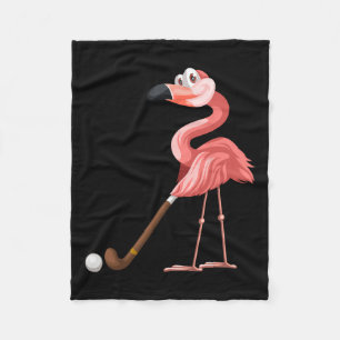 Flamingo Hockey Flamingo Playing Hockey Fleece Blanket