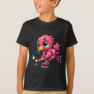 Flamingo Hockey Player Bird Lover Men Women Kids T-Shirt