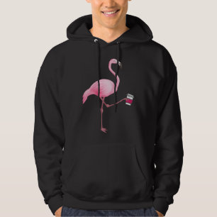 Flamingo Holding Coffee Tropical Gag Graphic Hoodie