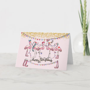 Flamingo Holiday Party Greeting Card