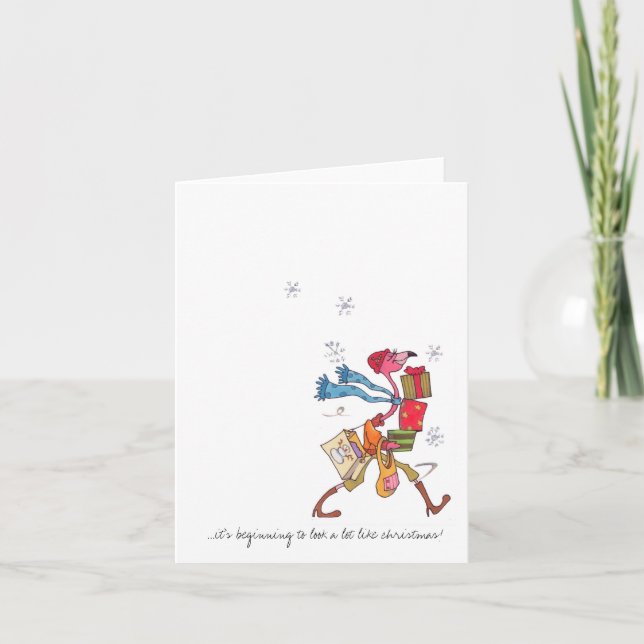 Flamingo Holiday shopping Card (Front)