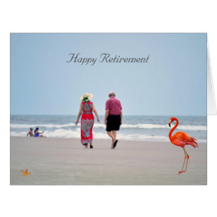 Flamingo & Holidays on a Beach Happy Retirement