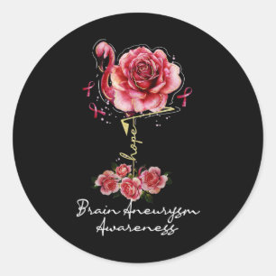 Flamingo Hope Burgundy Ribbon Brain Aneurysm 1 Classic Round Sticker
