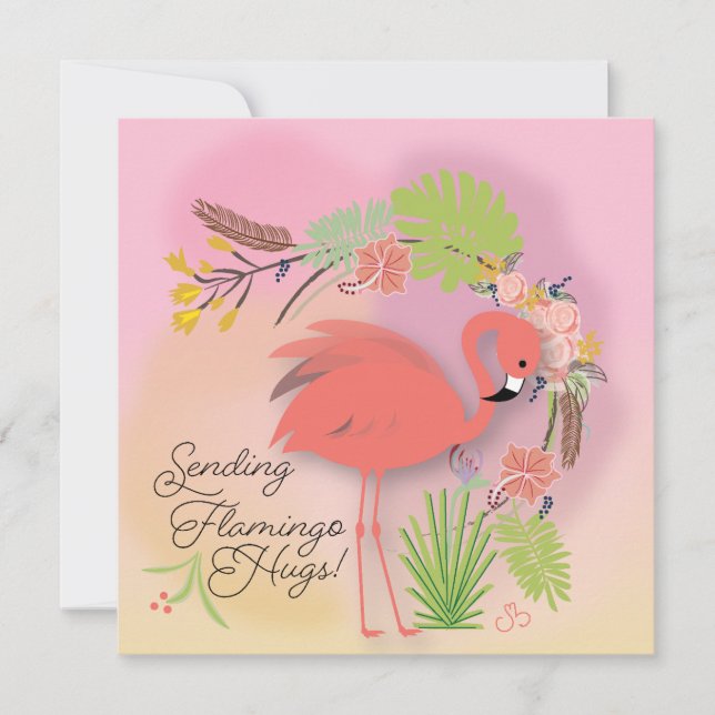 Flamingo Hugs card (Front)