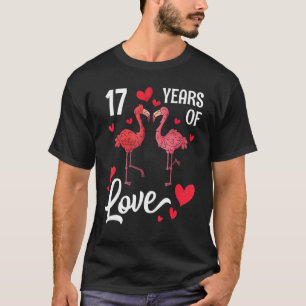 Flamingo Husband Wife Dance Together Happy 17 Year T-Shirt