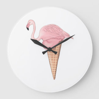 Flamingo Ice Cream Large Clock