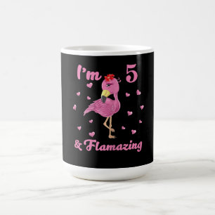 Flamingo I'm 5 And Flamazing - Five Years Girls Coffee Mug