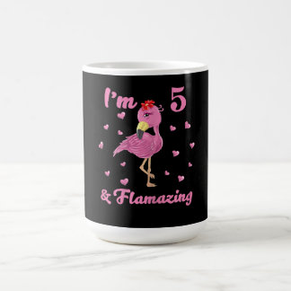 Flamingo I'm 5 And Flamazing - Five Years Girls Coffee Mug