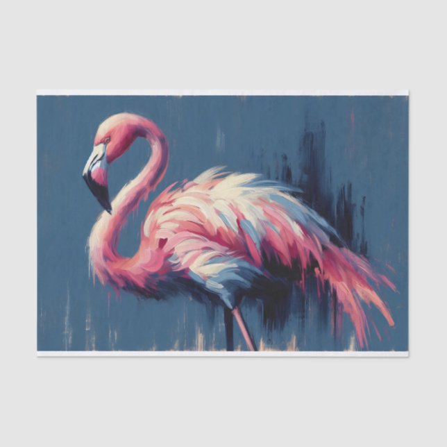 Flamingo Impressionism Painting Decoupage Tissue Paper (Front)