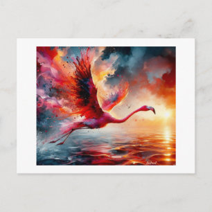 Flamingo in a Fiery Flight, Postcard