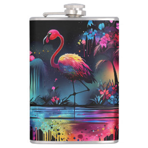 Flamingo in A Lake-63852 Hip Flask