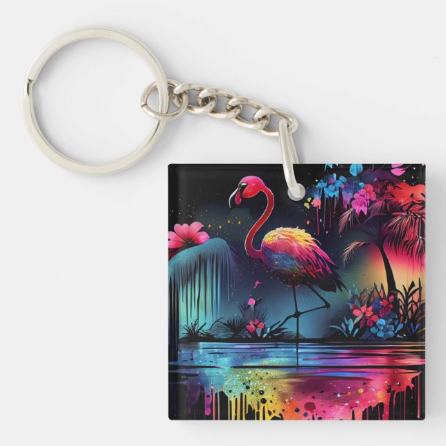 Flamingo in A Lake-63852 Keychain (Front)